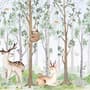 Kinderzimmer Niedliche Tiere im Wald Aquarell Fototapeten