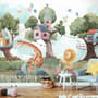Kids Forest Animals with Treehouse Wallpaper Mural