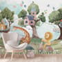 Kids Forest Animals with Treehouse Wallpaper Mural