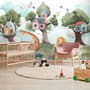 Kids Forest Animals with Treehouse Wallpaper Mural