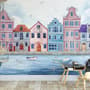 Watercolor Dutch Houses Wallpaper Mural for Kids