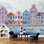 Watercolor Dutch Houses Wallpaper Mural for Kids