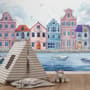 Watercolor Dutch Houses Wallpaper Mural for Kids