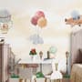 Watercolor Cute Houses with Flying Animals Wallpaper Mural for Kids