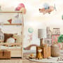 Watercolor Cute Houses with Flying Animals Wallpaper Mural for Kids
