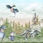 Kids Dragons Fairytale Cute Prince and Princess Wallpaper Mural