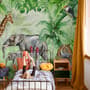Kids Safari Watercolor Tropical  Forest Jungle Animals Wallpaper Mural