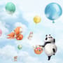 Süße fliegende Panda & Tiere Kinderzimmer-Fototapete