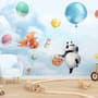 Süße fliegende Panda & Tiere Kinderzimmer-Fototapete