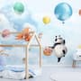 Süße fliegende Panda & Tiere Kinderzimmer-Fototapete