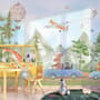 Kids Cute Watercolor Animals in the Bus Wallpaper Mural