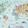 Kids Watercolor World Map Wallpaper Mural