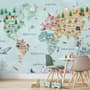 Kids Watercolor World Map Wallpaper Mural