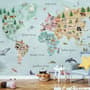 Kids Watercolor World Map Wallpaper Mural