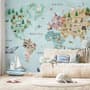 Kids Watercolor World Map Wallpaper Mural
