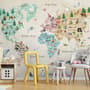 Kids Watercolor World Map Wallpaper Mural