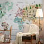Kids Watercolor World Map Wallpaper Mural