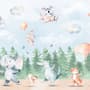 Kids Cute Animals Dancing in the Forest Wallpaper Mural