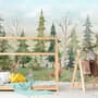 Kids Watercolor Pine Tree Forest with Animals Wallpaper Mural