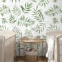 Watercolor Green Palm Leaf Pattern Wallpaper Mural