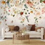 Watercolor Soft Peony Floral Blossom Wallpaper Mural