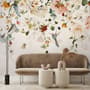 Watercolor Soft Peony Floral Blossom Wallpaper Mural