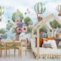 Cute Flying Animals with Treehouse for Kids Nursery Wallpaper Mural