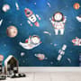 Kids Watercolor Space with Planets Wallpaper Mural