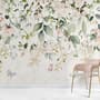 Watercolor Soft Floral with Green Leaves Wall Mural