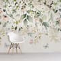 Watercolor Soft Floral with Green Leaves Wall Mural