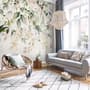 Watercolor Soft Floral with Green Leaves Wall Mural