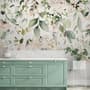 Watercolor Soft Floral with Green Leaves Wall Mural