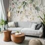 Watercolor Soft Floral with Green Leaves Wall Mural