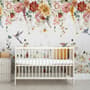 Watercolor Soft Floral with Birds Wallpaper Mural