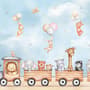 Cute Kids Animals on Train Wallpaper Mural