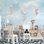 Cute Kids Animals on Train Wallpaper Mural