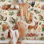 Nursery Watercolor Cute Forest Animals Pattern Wallpaper Mural