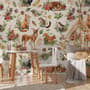Nursery Watercolor Cute Forest Animals Pattern Wallpaper Mural