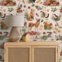 Nursery Watercolor Cute Forest Animals Pattern Wallpaper Mural