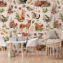 Nursery Watercolor Cute Forest Animals Pattern Wallpaper Mural