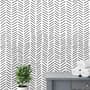 Papier peint panoramique moderne à chevrons, noir et blanc