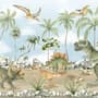 Papier peint dinosaure jurassique pour enfants animaux préhistoriques aquarelle