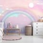 Kids Nursery Rainbow with Colorful Mountains and Shiny Stars Wallpaper Mural