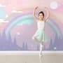 Kids Nursery Rainbow with Colorful Mountains and Shiny Stars Wallpaper Mural