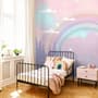 Kids Nursery Rainbow with Colorful Mountains and Shiny Stars Wallpaper Mural