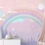 Kids Nursery Rainbow with Colorful Mountains and Shiny Stars Wallpaper Mural