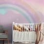 Kids Nursery Rainbow with Colorful Mountains and Shiny Stars Wallpaper Mural