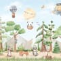 Kinder Fototapete Waldtiere mit fliegenden Tieren