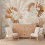 Neutral Boho Plants with Palm Leaf Wallpaper Mural
