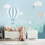 Hot Air Balloon and Blue City Landscape Wallpaper Mural